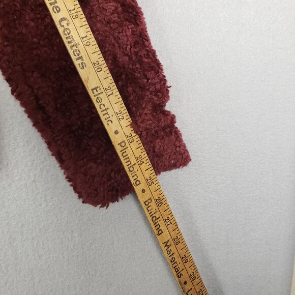 Pendleton Women's M Full Zip Fuzzy Jacket Burgundy Red Fall Granola Girl Shacket - Picture 10 of 11